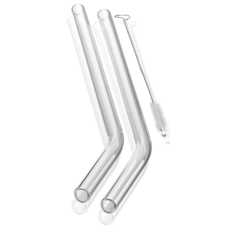 Lot de 4 pailles en verre transparent Gefu avec goupillon
