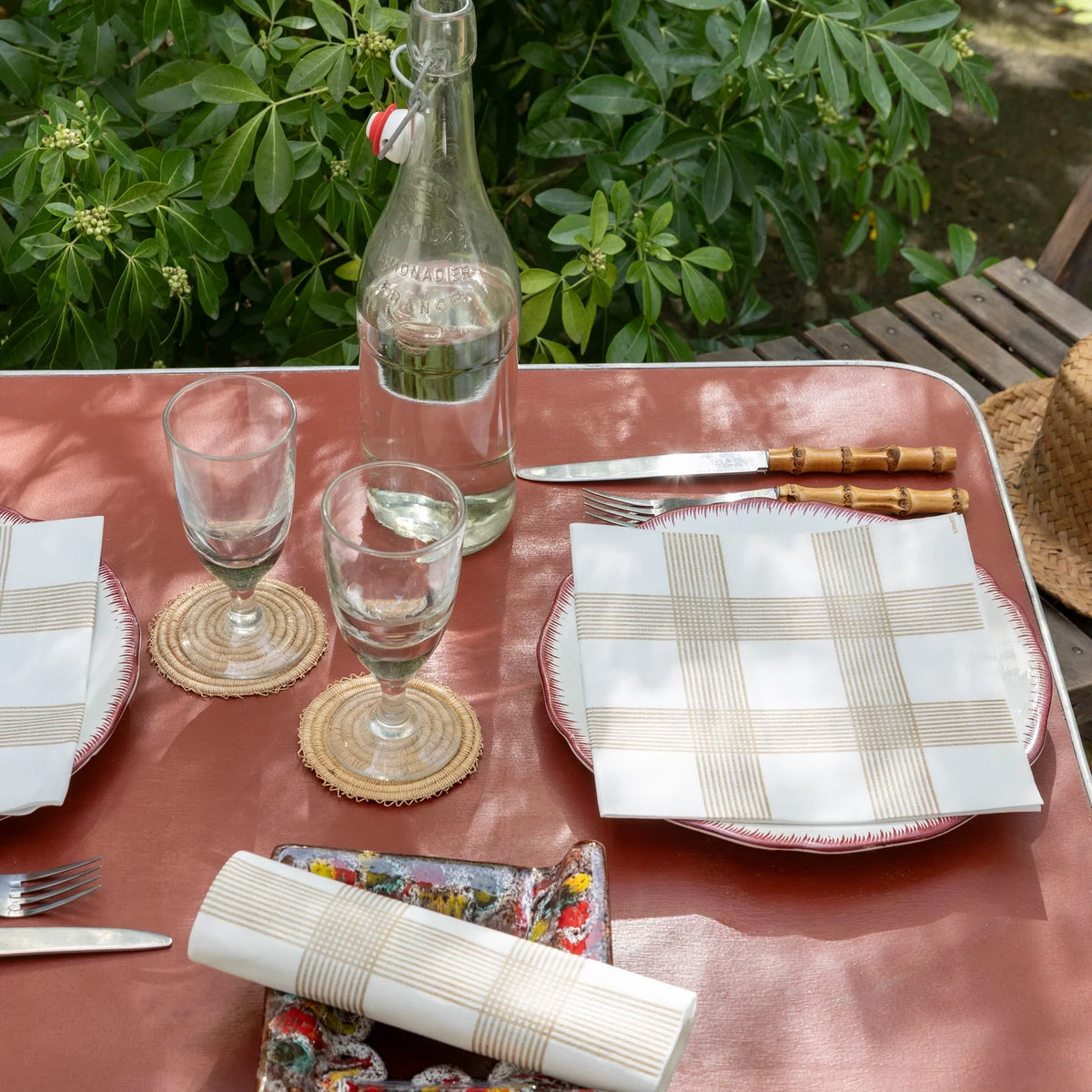 Serviette compostable teinte ficelle naturelle sobre