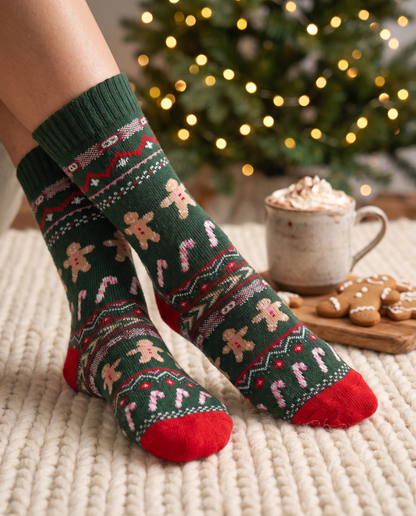 Chaussettes Honninka Gingerbread Nordic Socks - Polar Star, motif intérieur