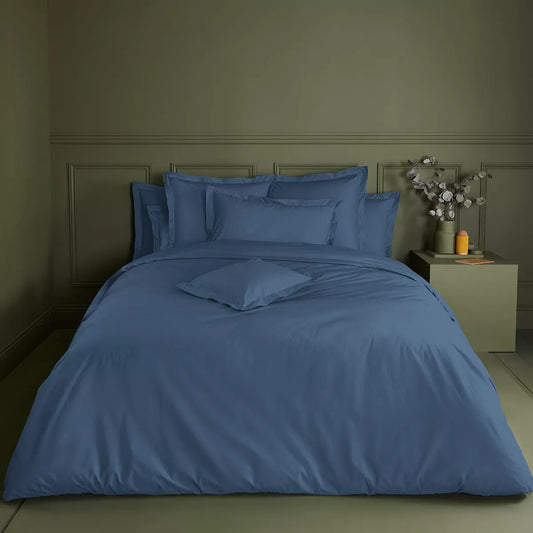 Housse de couette Giulia Denim en percale de coton - coloris uni