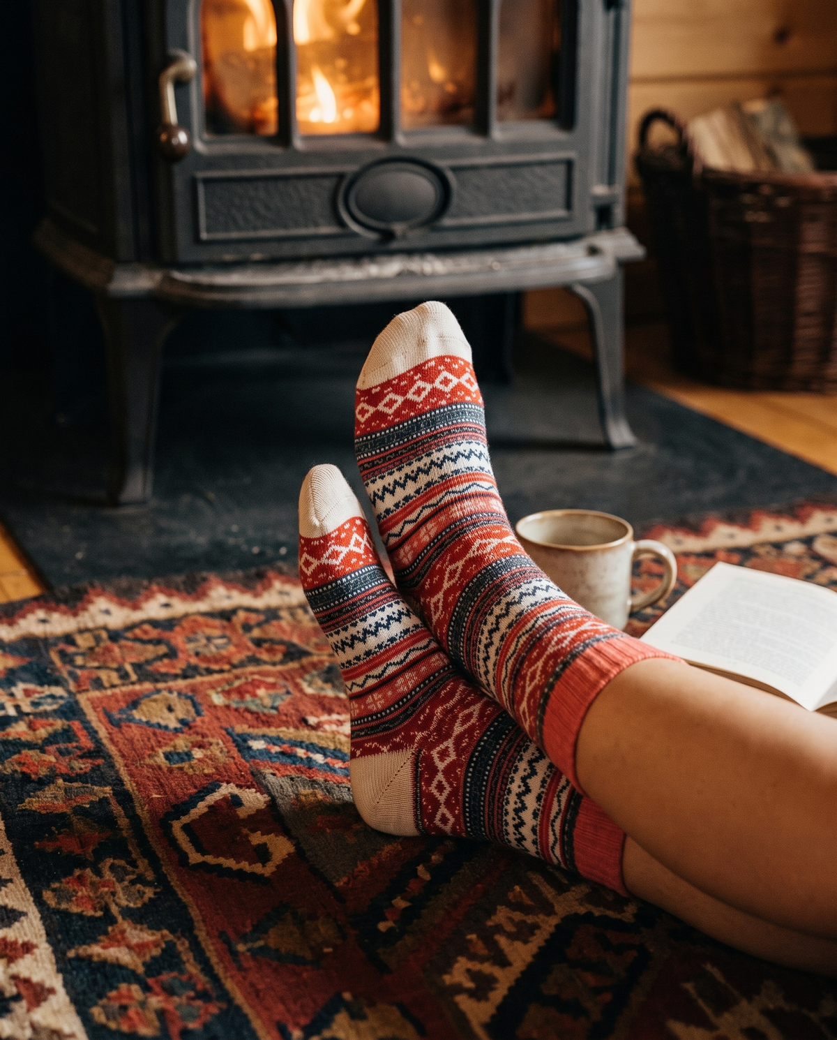 Chaussettes Ida Red Cross Nordic Socks - Polar Star, motif intérieur