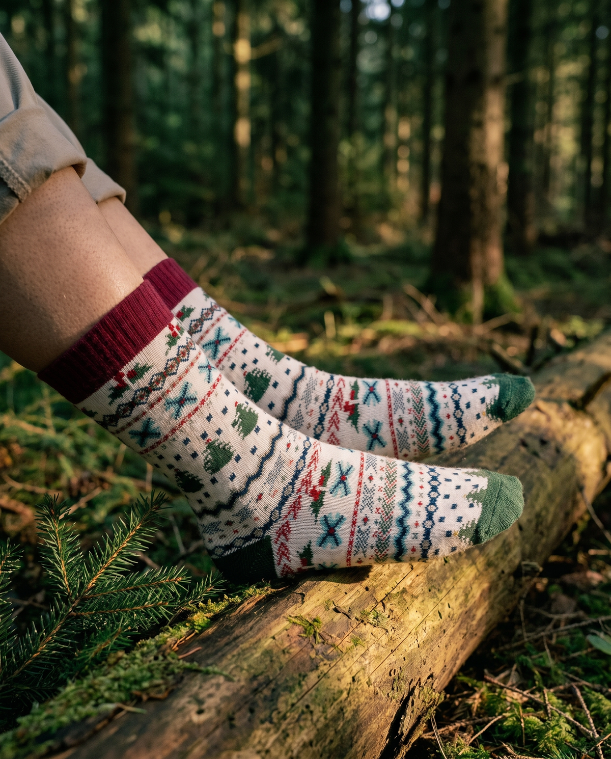 Chaussettes Inga Christmas Tree Nordic Socks - Polar Star, motif extérieur