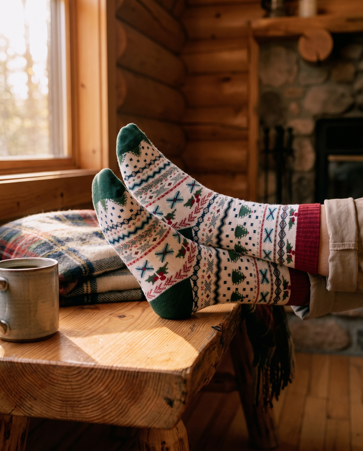 Chaussettes Inga Christmas Tree Nordic Socks - Polar Star, motif intérieur