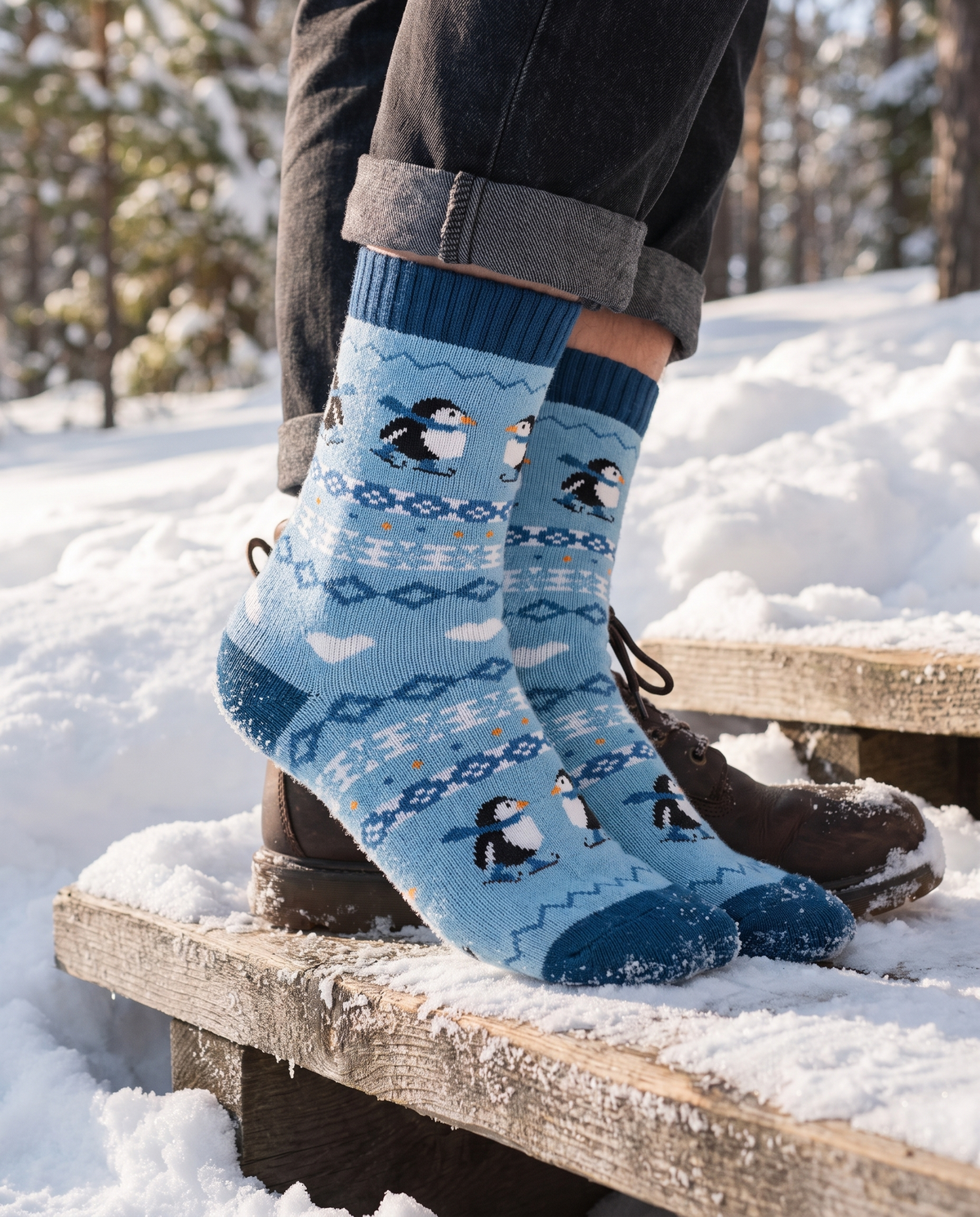Chaussettes Isflak Penguin Nordic Socks - Polar Star, motif extérieur