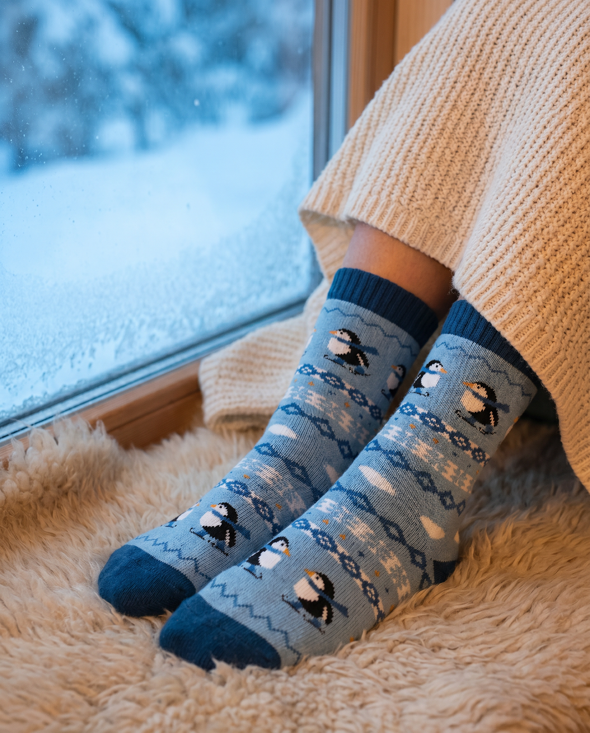 Chaussettes Isflak Penguin Nordic Socks - Polar Star, motif intérieur