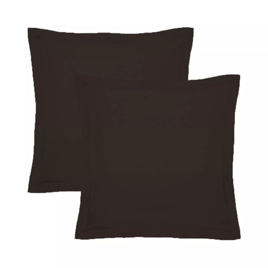 Lot de 2 taies d'oreiller Giulia Chocolat en percale de coton - coloris uni