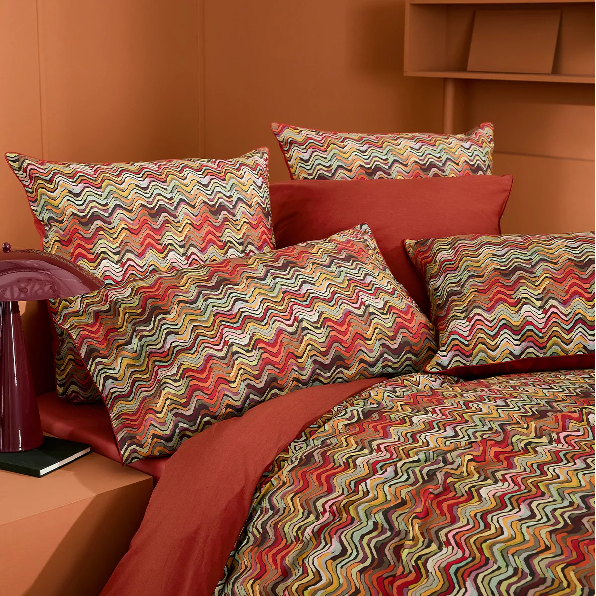 Parure de lit Wavy Pop imprimée, verso uni beige clair