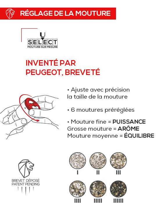 Moulin à poivre manuel u'select en bois avec réservoir interchangeable Maestro - Peugeot