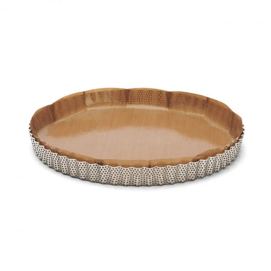 Moule à tarte inox perforé + 2 feuilles de cuisson antiadhésive - De Buyer