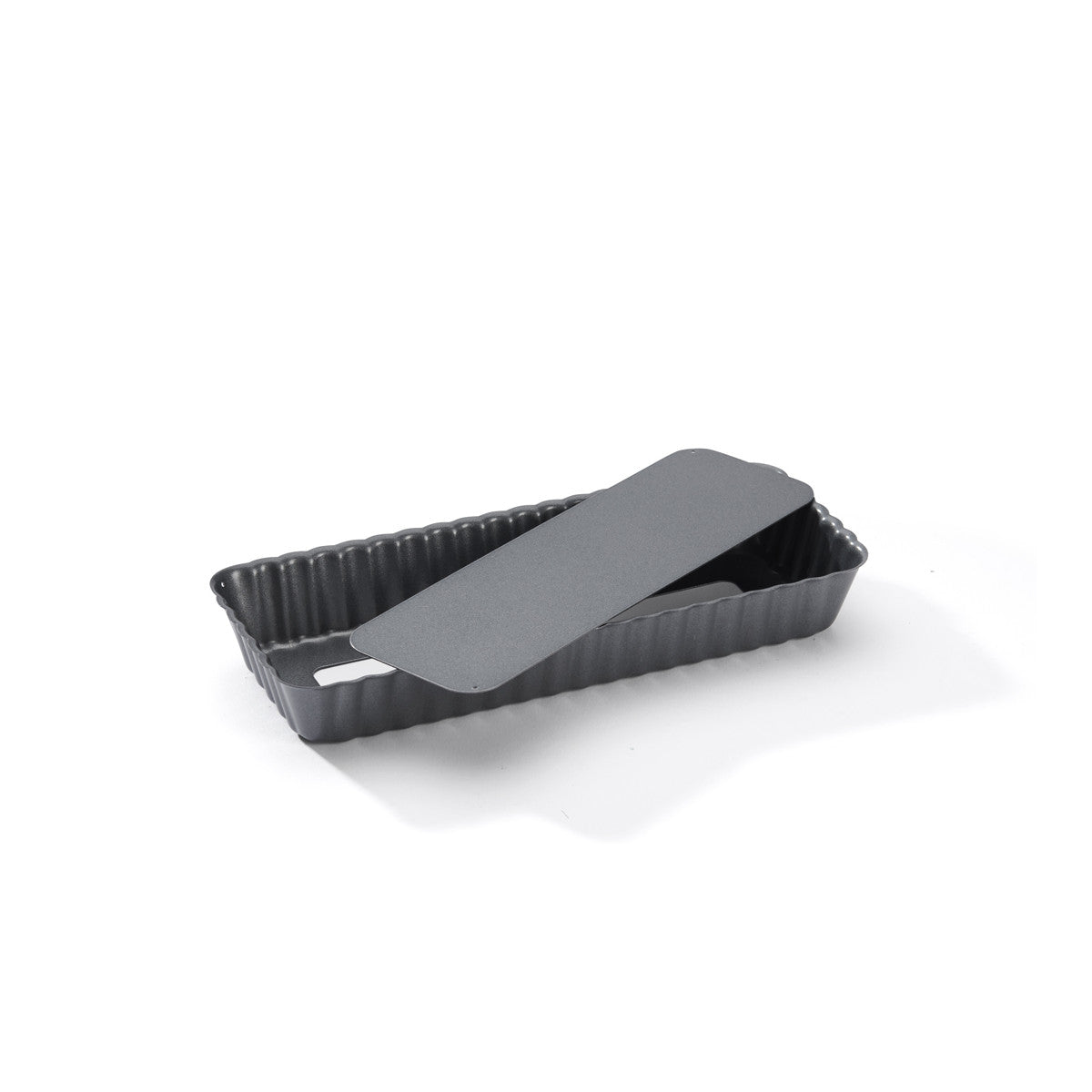 Moule à tarte rectangulaire De Buyer 20x8 cm - acier antiadhésif à fond amovible