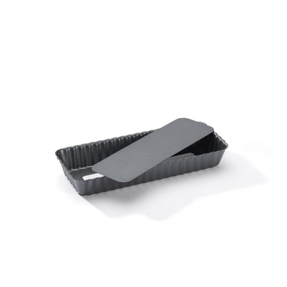 Moule à tarte rectangulaire De Buyer 20x8 cm - acier antiadhésif à fond amovible