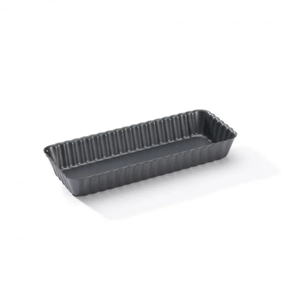 Moule à tarte rectangulaire De Buyer 35.6x10.2 cm - acier antiadhésif à fond amovible