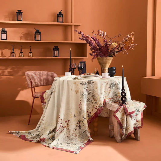 Nappe Vintage Flowers Cranberry - Garnier Thiebaut
