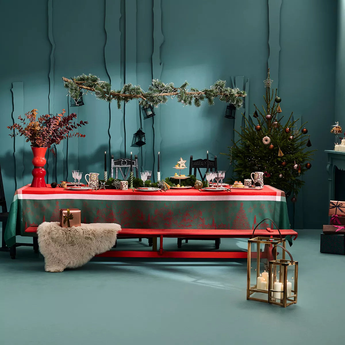 Nappe Noel Magique Houx - Garnier Thiebaut