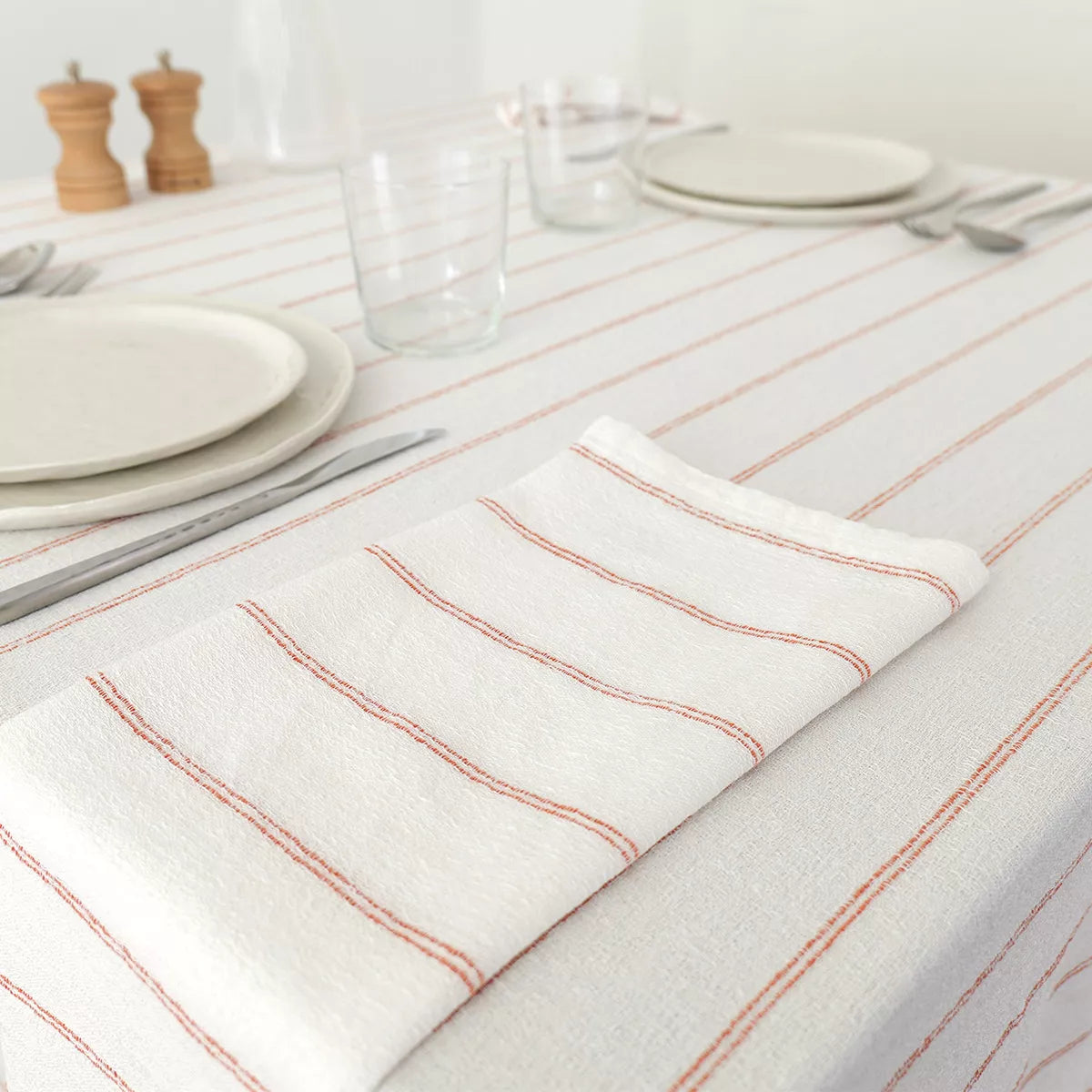 Nappe et serviette Rimini Terracotta - Garnier Thiebaut
