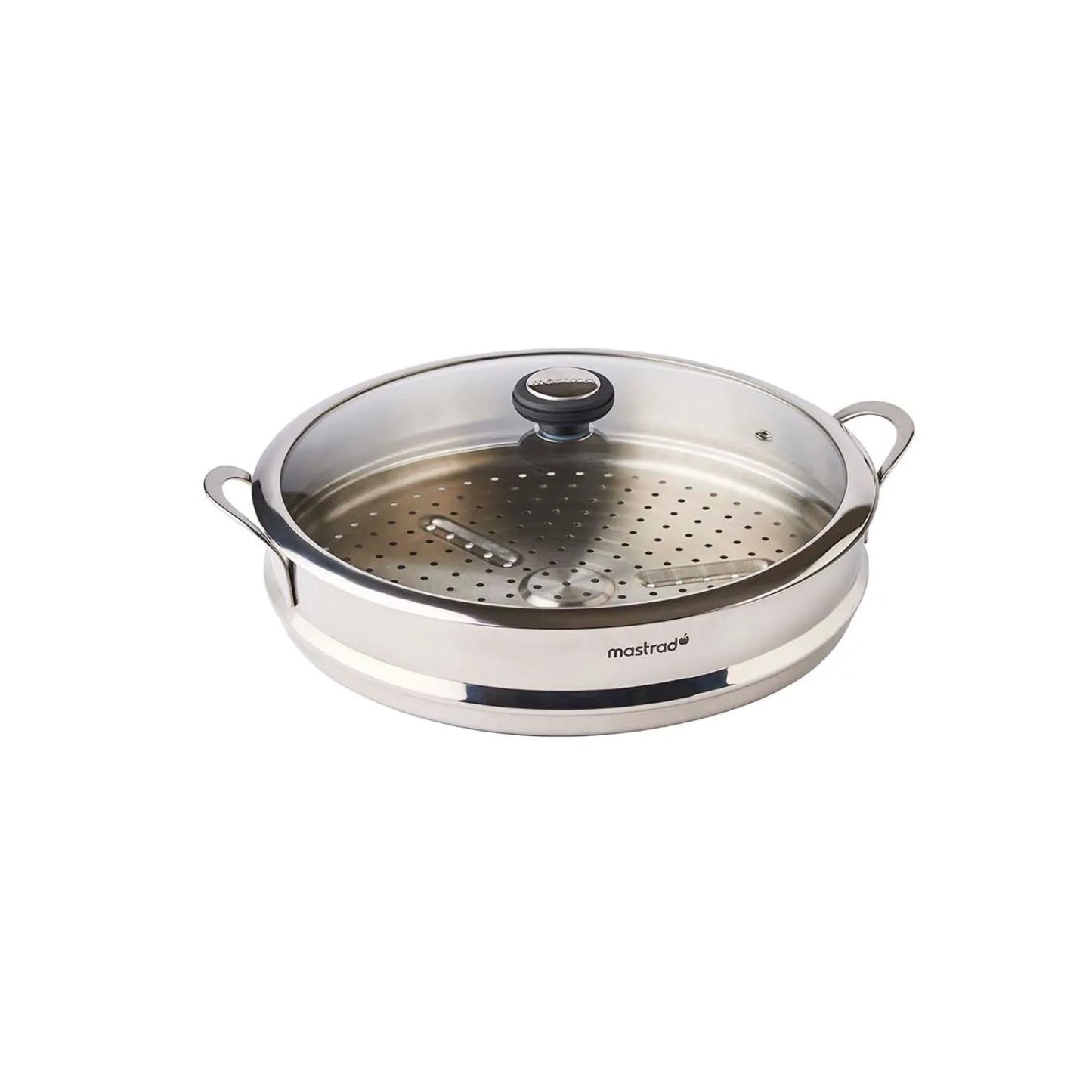 Wok de cuisine - Couvercle et poignée - 4,2L - Panier vapeur - Inox - 32 cm - Tous Feux - O'Wok Gourmet - Mastrad
