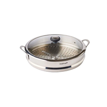 Wok de cuisine - Couvercle et poignée - 4,2L - Panier vapeur - Inox - 32 cm - Tous Feux - O'Wok Gourmet - Mastrad