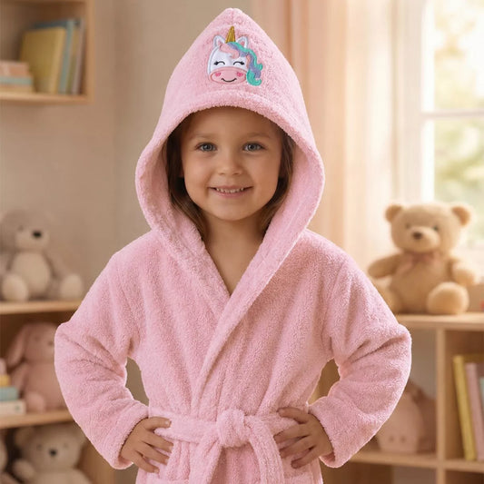 Peignoir Enfant Petite licorne rose - Garnier-Thiebaut