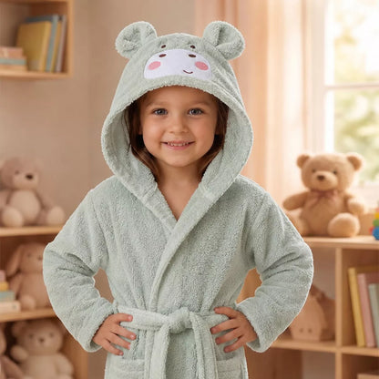 Peignoir Enfant Petit hippo vert d'eau - Garnier-Thiebaut
