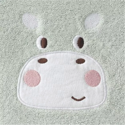 Serviette eponge Petit hippo vert d'eau - Garnier-Thiebaut