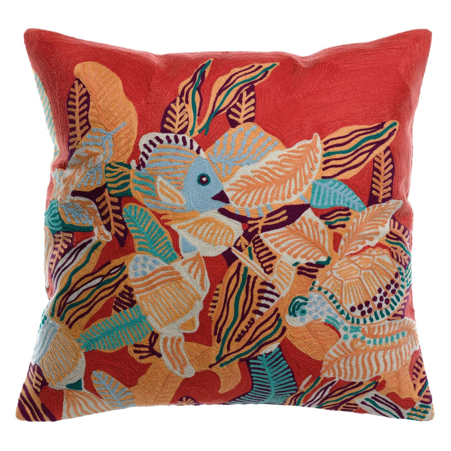Coussin brode dori papaye 45 x 45 - Maison Vivaraise