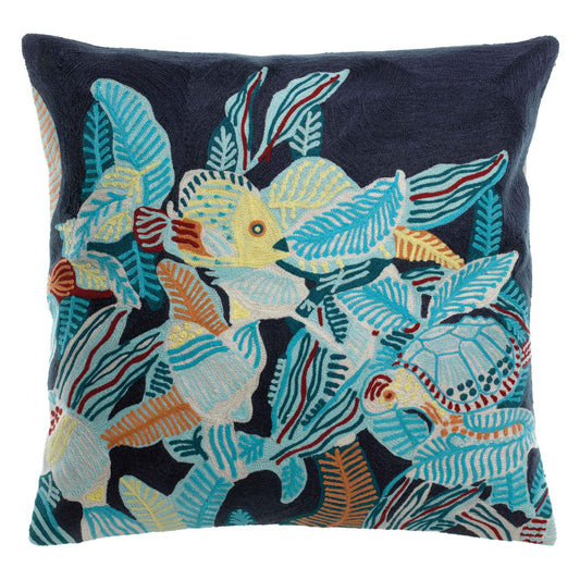 Coussin brodé dori marine 45 x 45 - Maison Vivaraise