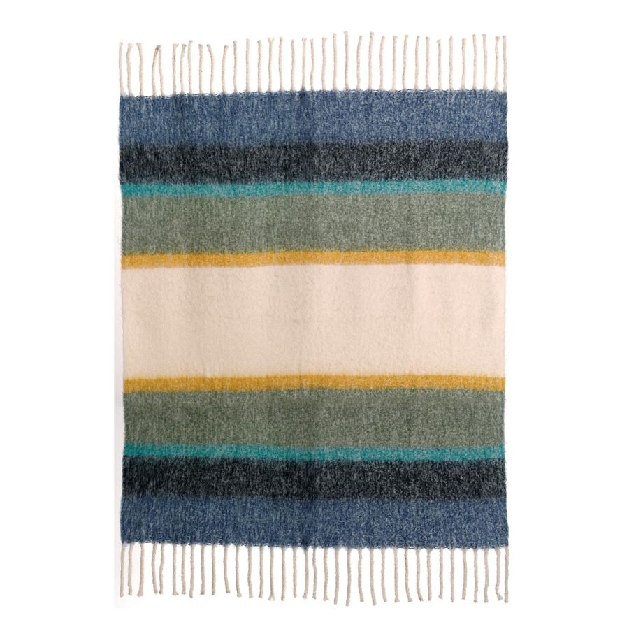 Plaid rayé recyclé Isabel 130 x 160 - Maison Vivaraise