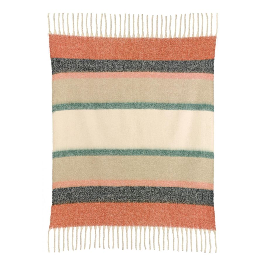 Plaid rayé recyclé Isabel 130 x 160 - Maison Vivaraise