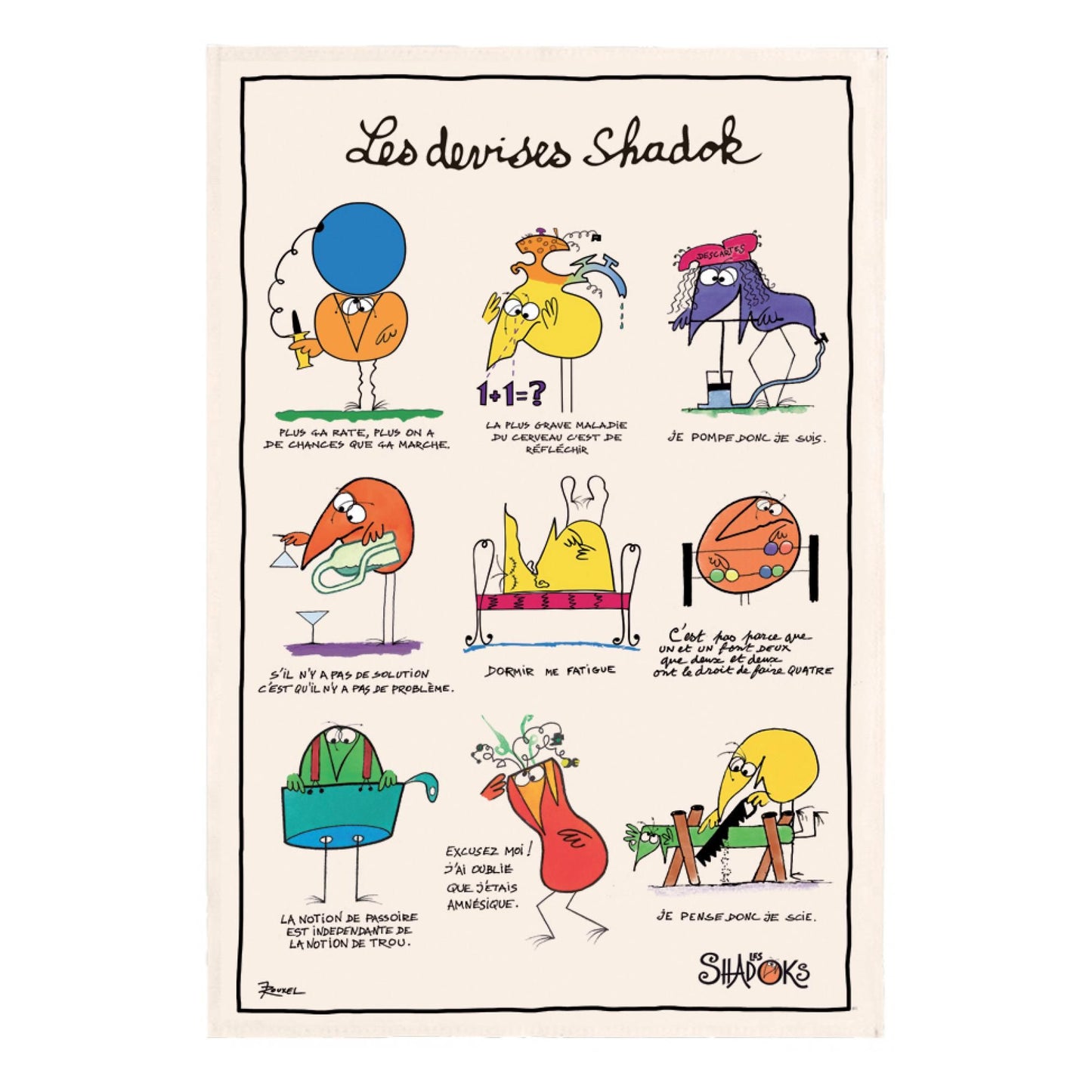 Torchon shadoks les devises ecru - Winkler