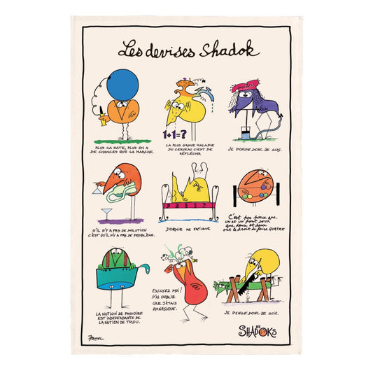 Torchon shadoks les devises ecru - Winkler