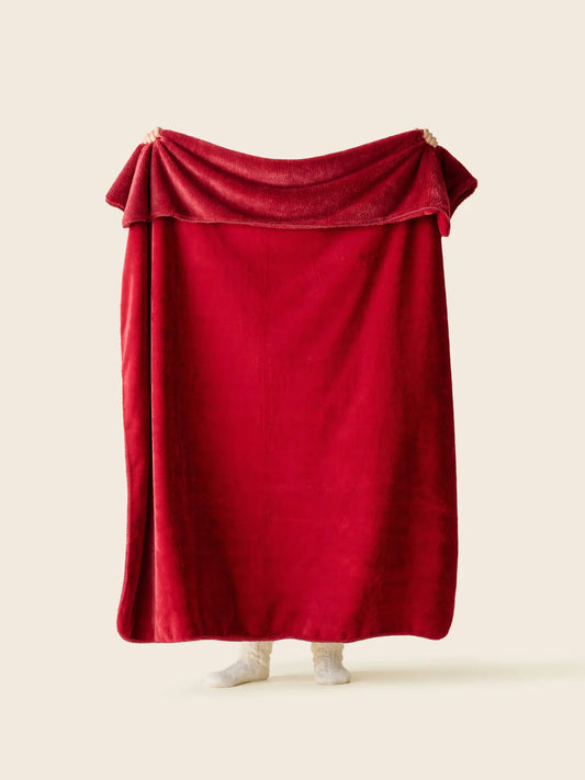 Plaid Waro Cosy Monochrome Rosewood - polaire unie rouge bois de rose
