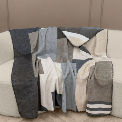 Plaid Livio Dark en jacquard gris et écru