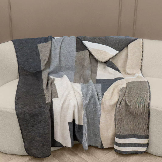 Plaid Livio Dark en jacquard gris et écru