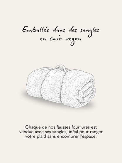 Plaid Fausse fourrure Léopard des Neiges - emballage sangles cuir vegan