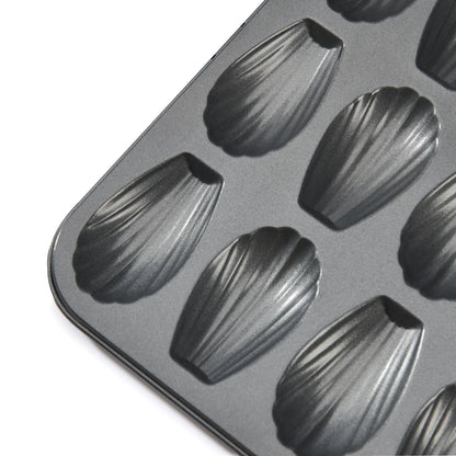 Plaque 12 madeleines acier antiadhésif 7x4x1,5cm - De Buyer