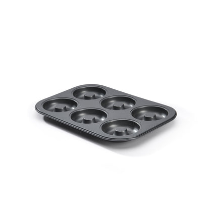 Plaque 6 mini-savarins acier antiadhésif Ø8cm De Buyer - Acier revêtu, antiadhésif sans PTFE ni PFAS