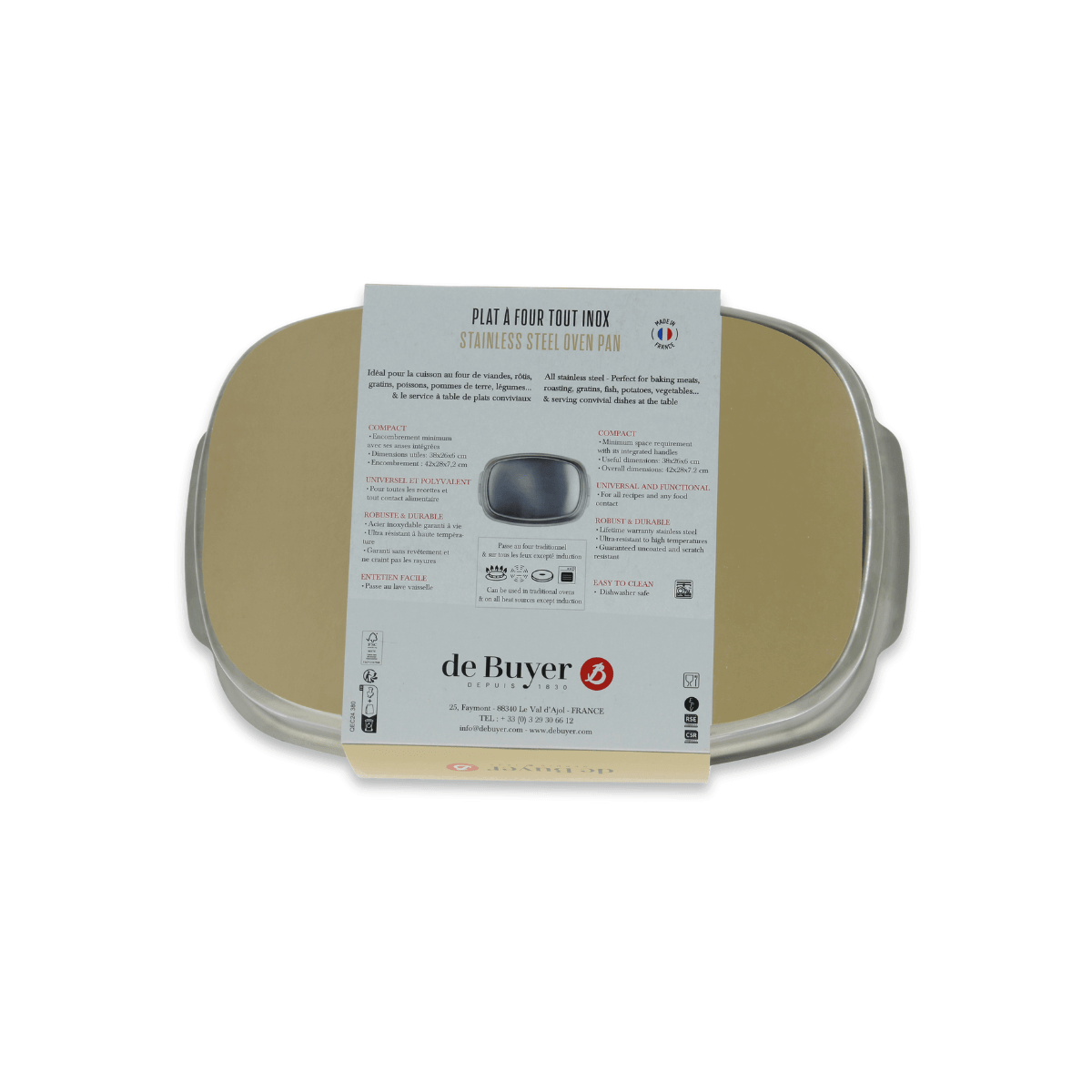Plat à four inox rectangulaire 38x26cm - De Buyer