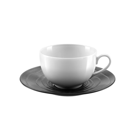 Tasse à café et soucoupe Escale Médard de Noblat en grès noir