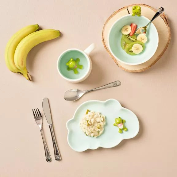 Assiette miam bleu avec grenouille 3d - Médard de Noblat
