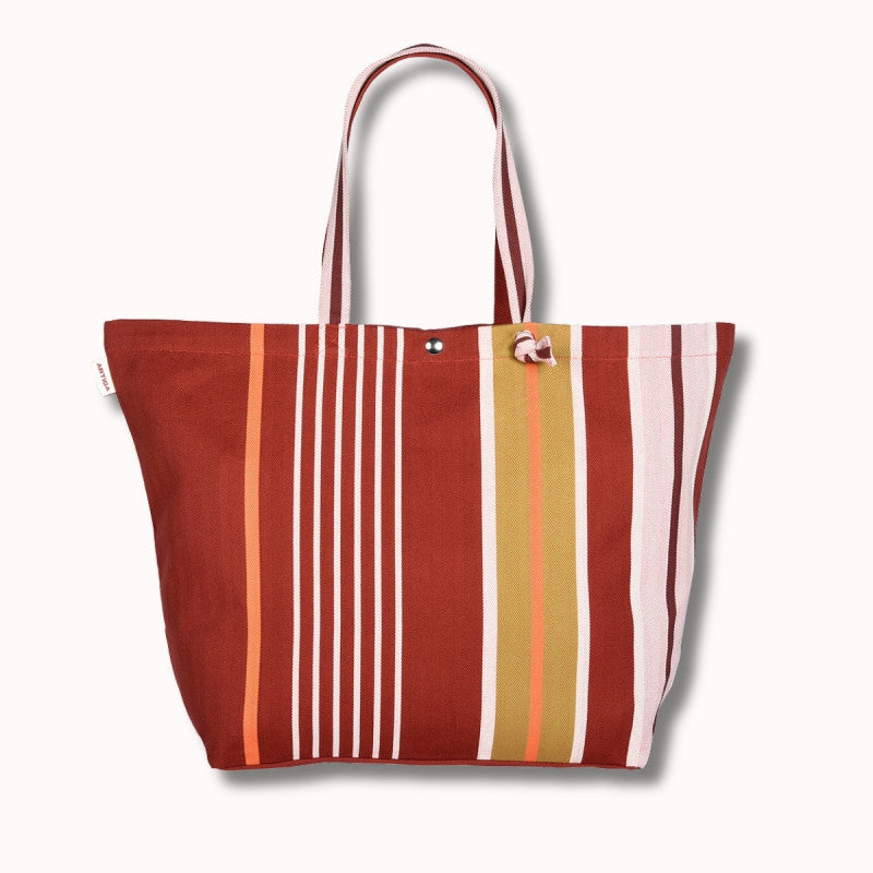 Sac réglable Artiga Sarron - rayures colorées sur fond rouge profond