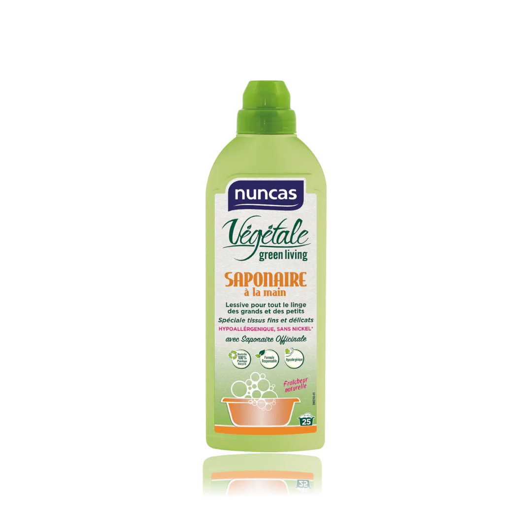 Lessive végétale saponaie à la main hypoallergénique 750 mL- Nuncas