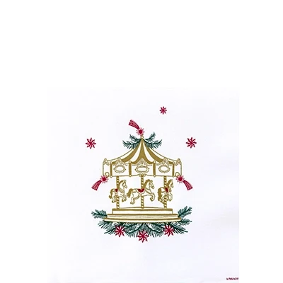 Serviette cocktail motif carrousel vintage de Noël