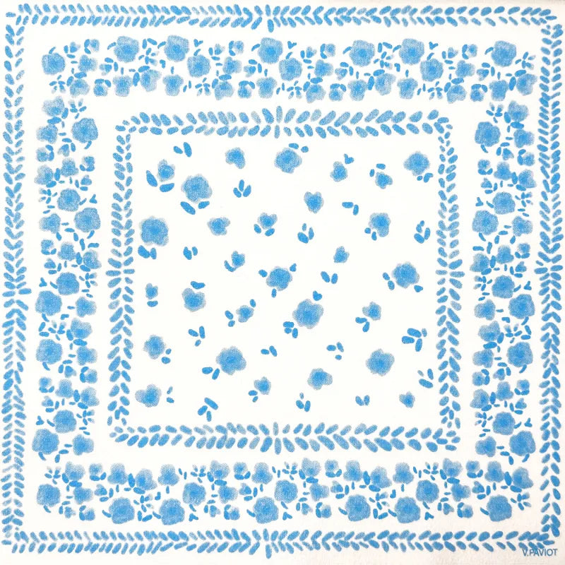 Serviette en papier intissé 40x40cm Bandana bleu - Françoise Paviot