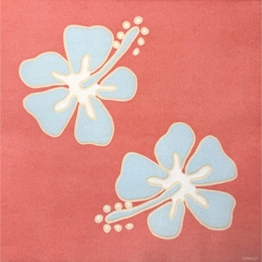 Serviette en papier intissé 40x40cm Hibiscus corail - Françoise Paviot