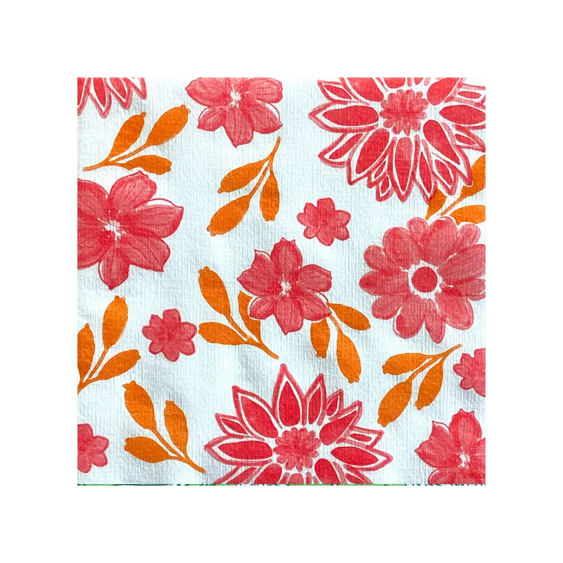 Serviette en papier intissé 40x40cm Maxi fleur rouge - Françoise Paviot