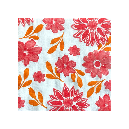 Serviette en papier intissé 40x40cm Maxi fleur rouge - Françoise Paviot