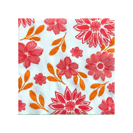 Serviette en papier intissé 40x40cm Maxi fleur rouge - Françoise Paviot
