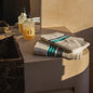 Serviette 100x50cm - raye - ecru/menthe
