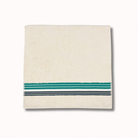 Serviette 100x50cm - raye - ecru/menthe