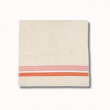Serviette 100x50cm - raye - ecru/oeillet